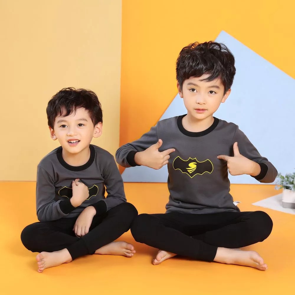 Kids Cotton Clothes Set 2pcs Sleepwear 2-16T Boy Batman Pajamas Long Sleeve Top+Pants Pyjamas