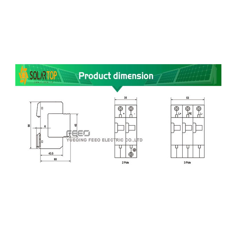 Chống sét lan truyền DC 2P 600V / 3P 1000V hãng FEEO mã FSP-D40 cho hệ thống điện mặt trời