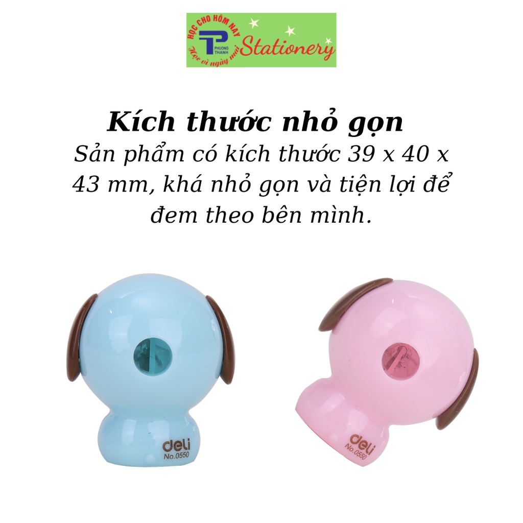 Gọt bút chì Deli - lưỡi thép xanh dương, hồng, trắng - 1 cái - E0550