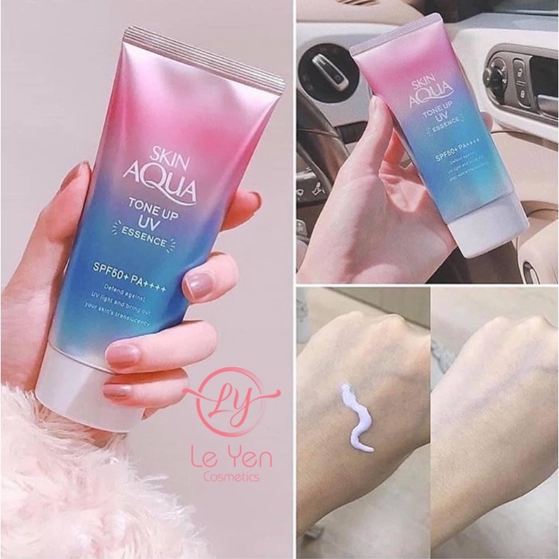 Kem chống nắng Skin Aqua Tone up UV Essence 80gr màu tím hồng [Chính Hãng]