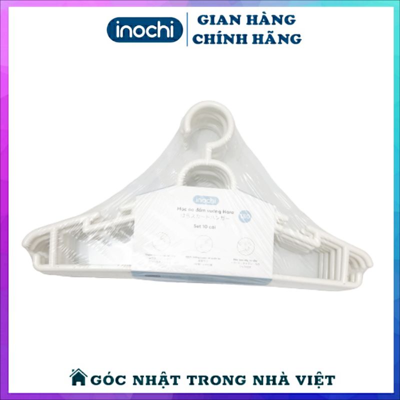 [Set 10] Móc Quần Áo Nhựa Người Lớn Hara 180 Tiện Lợi, Móc Áo Đầm Vuông Cao Cấp Inochi