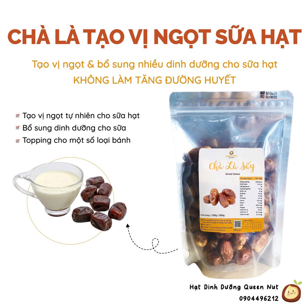 Chà Là Sấy 500G làm sữa hạt - Tạo vị ngọt an toàn, tự nhiên cho sữa hạt &amp; bánh