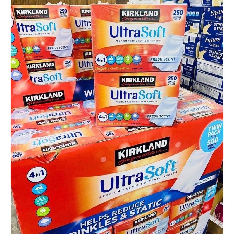 Giấy thơm quần áo Kirkland Fabric Softener 250 - 500 tờ Mỹ