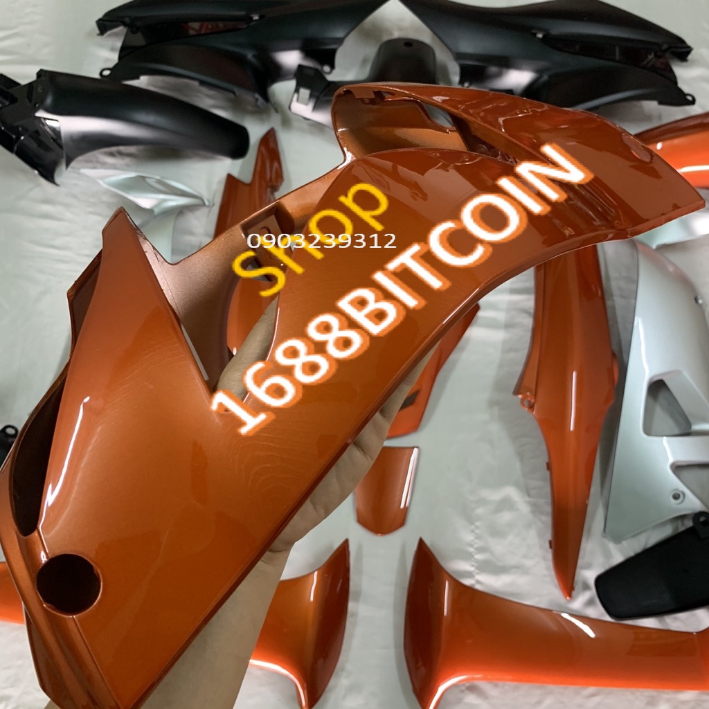Bộ dàn áo xe Wave RS, Wave Anpha, Wave S100  nhựa ABS cao cấp MÀU CAM  yếm  TRONG BẠC
