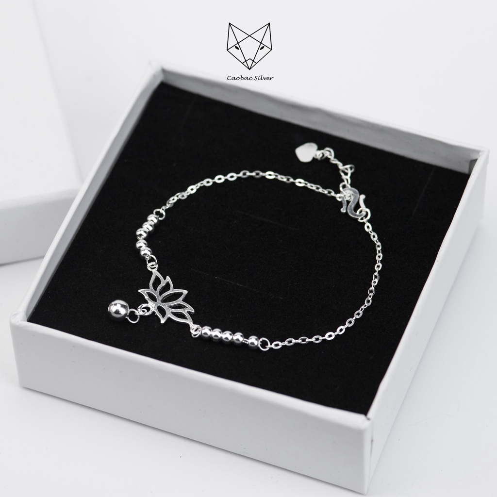 Lắc Tay Lắc Chân Bạc Ta Cho Nữ CaoBac Jewellery Hoạ Tiết Hoa Mix Bi Thanh Lịch Làm Quà Tặng