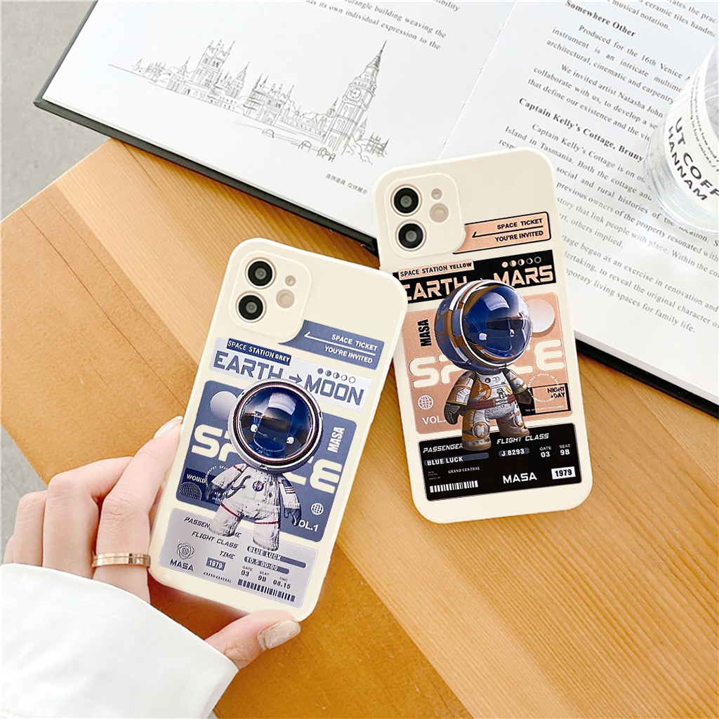 Ốp lưng iphone Phi Hành Gia viền vuông cạnh vuông iphone 6splus/7/7plus/8/8plus/x/xr/xs/11/12/pro/max/plus/promax e128