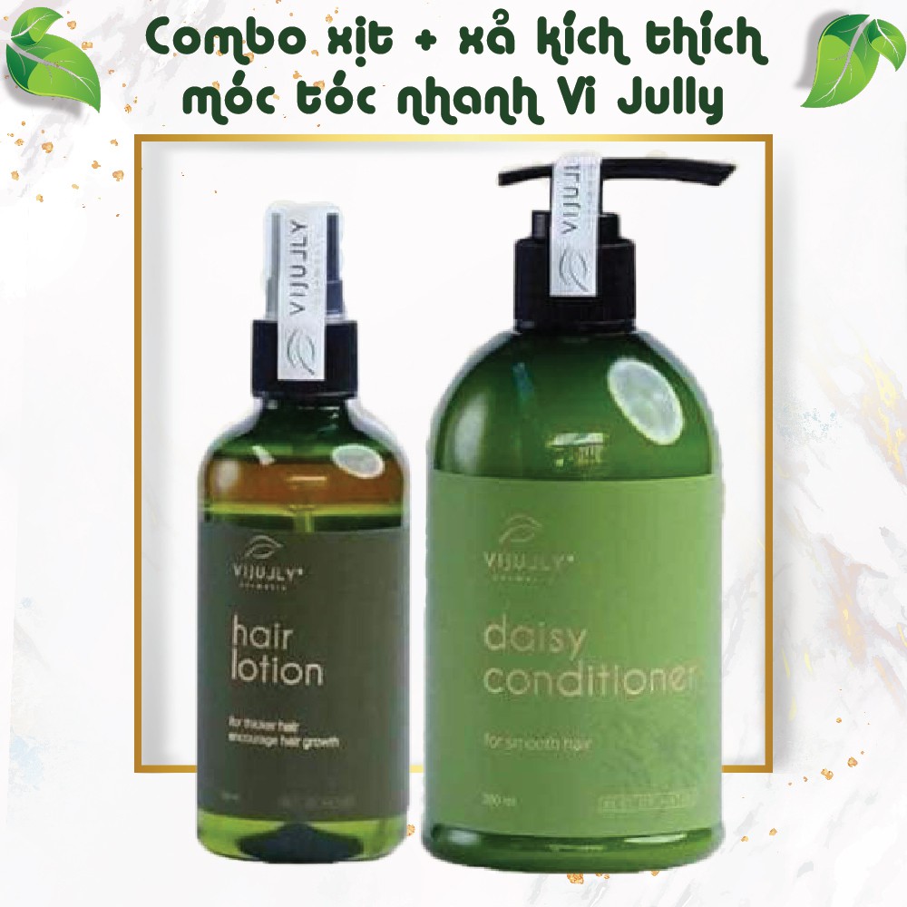 Combo xả + xịt Vi Jully gúp kích thích mọc tóc, ngăn ngừa tóc khô xơ, chẻ ngọn, phù hợp nhiều lứa tuổi (SP Chính hãng)