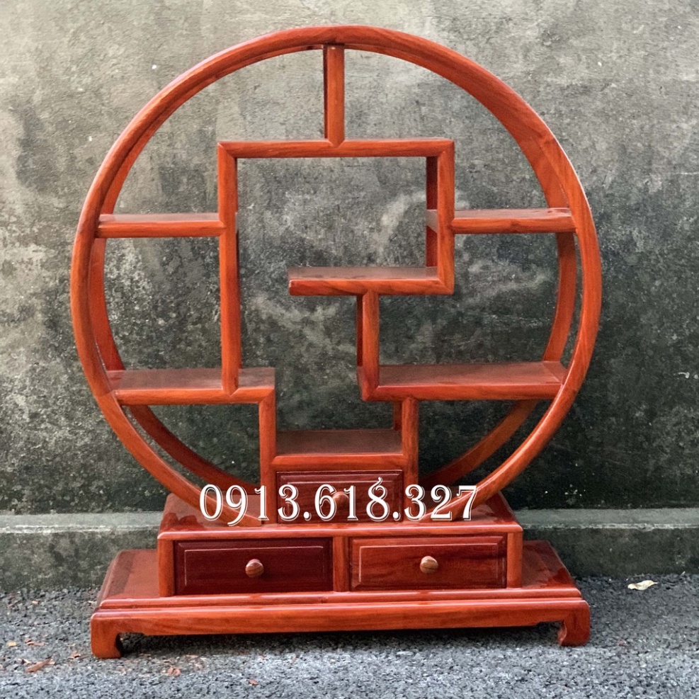 Kệ Gỗ Hương Tròn Đế Tròn Phòng Khách Cỡ 85x70x25