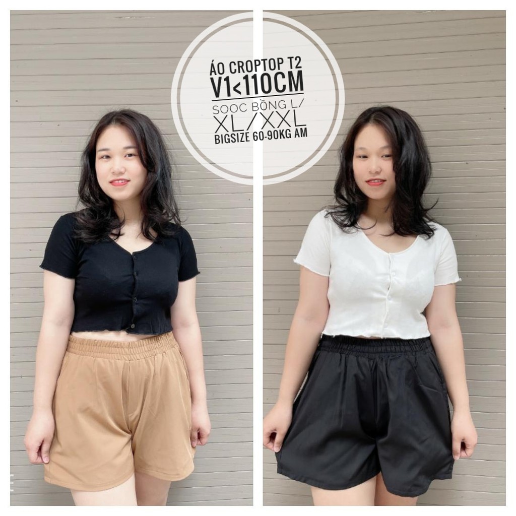 [Mã SMA071008 hoàn 10K xu đơn 0Đ] BIGSIZE Áo croptop nút cổ tim chất zip 50-90kg | BigBuy360 - bigbuy360.vn