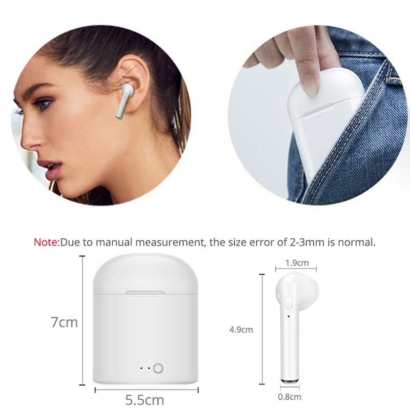Tai nghe không dây i7s TWS kèm hộp sạc cho Xiaomi iPhone Android