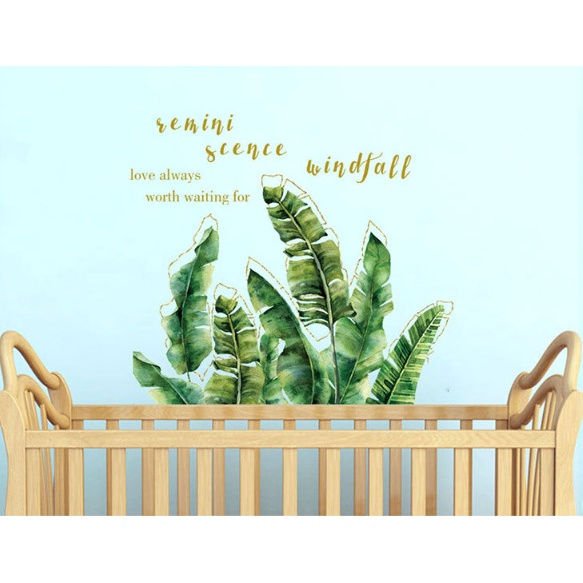 Decal trang trí tường - Những chiếc lá chuối xanh