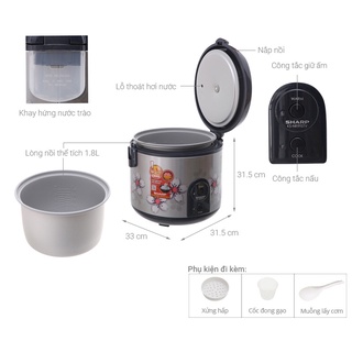 Nồi cơm điện Sharp 1.8 lít KS-NR191STV - sản suất thái lan