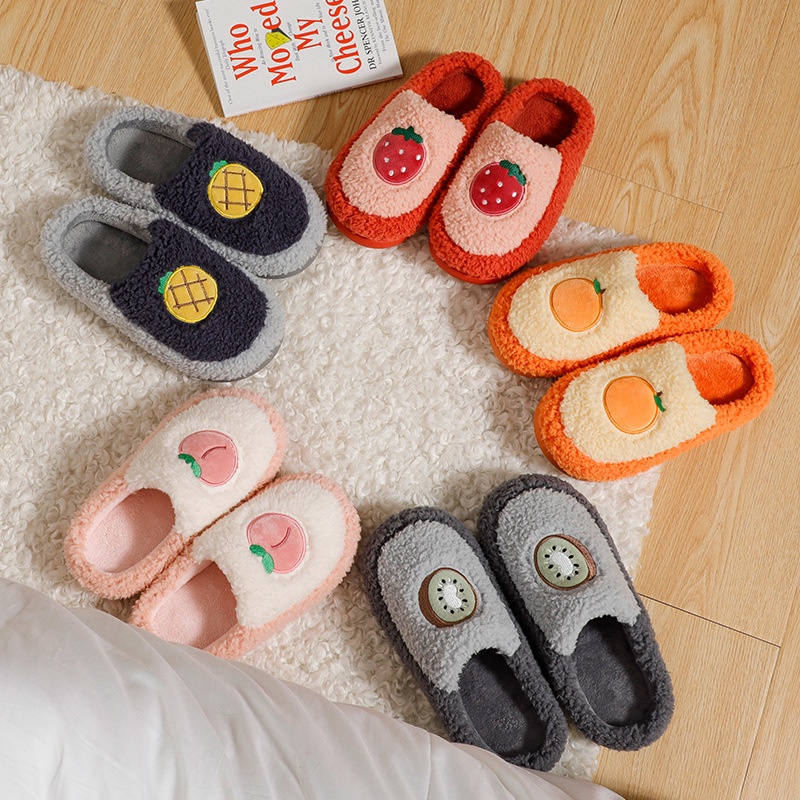 HOT SALECHZK Mùa thu và mùa đông mới bông dép, dễ thương trong nhà không trượt dép ấm áp, giày dép của phụ nữ