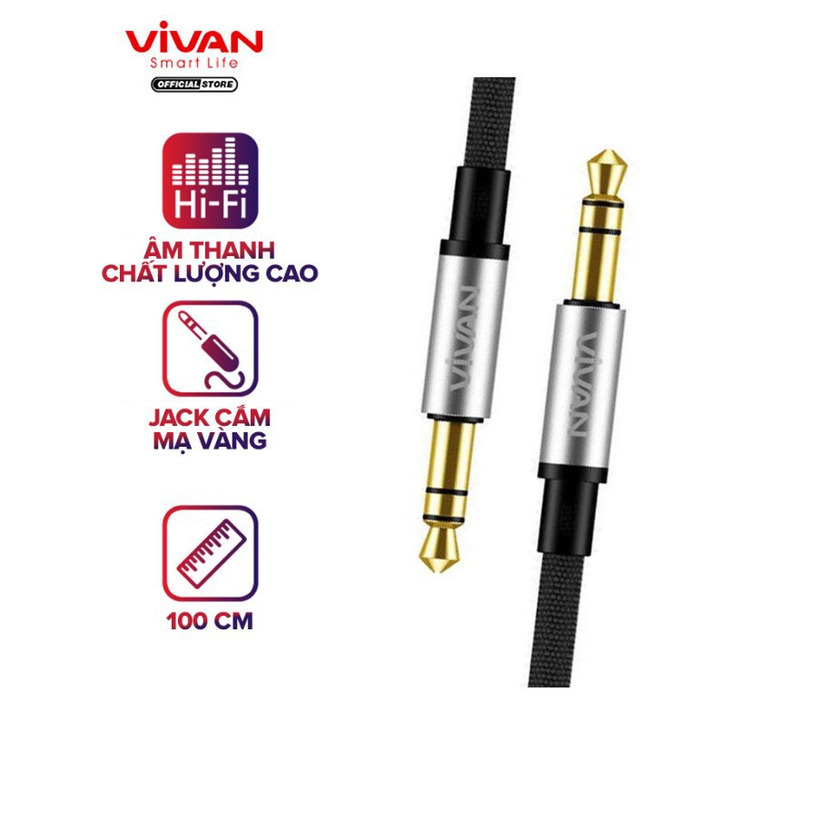 Dây Cáp Âm Thanh AUX VIVAN AUX01 Cổng Kết Nối 3.5mm Dài 100cm - BẢO HÀNH 12 THÁNG 1 ĐỔI 1