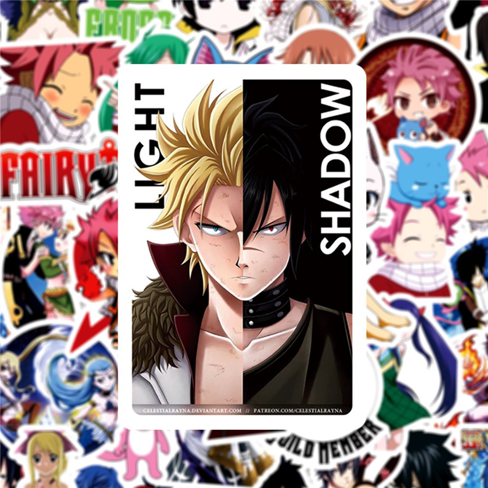 Y&P| Hình Dán Chống Nước Fairy Tail Nhật Bản Anime Mũ Bảo Hiểm Máy Tính Xách Tay Hành Lý Dán Thiết Lập, 50 tờ