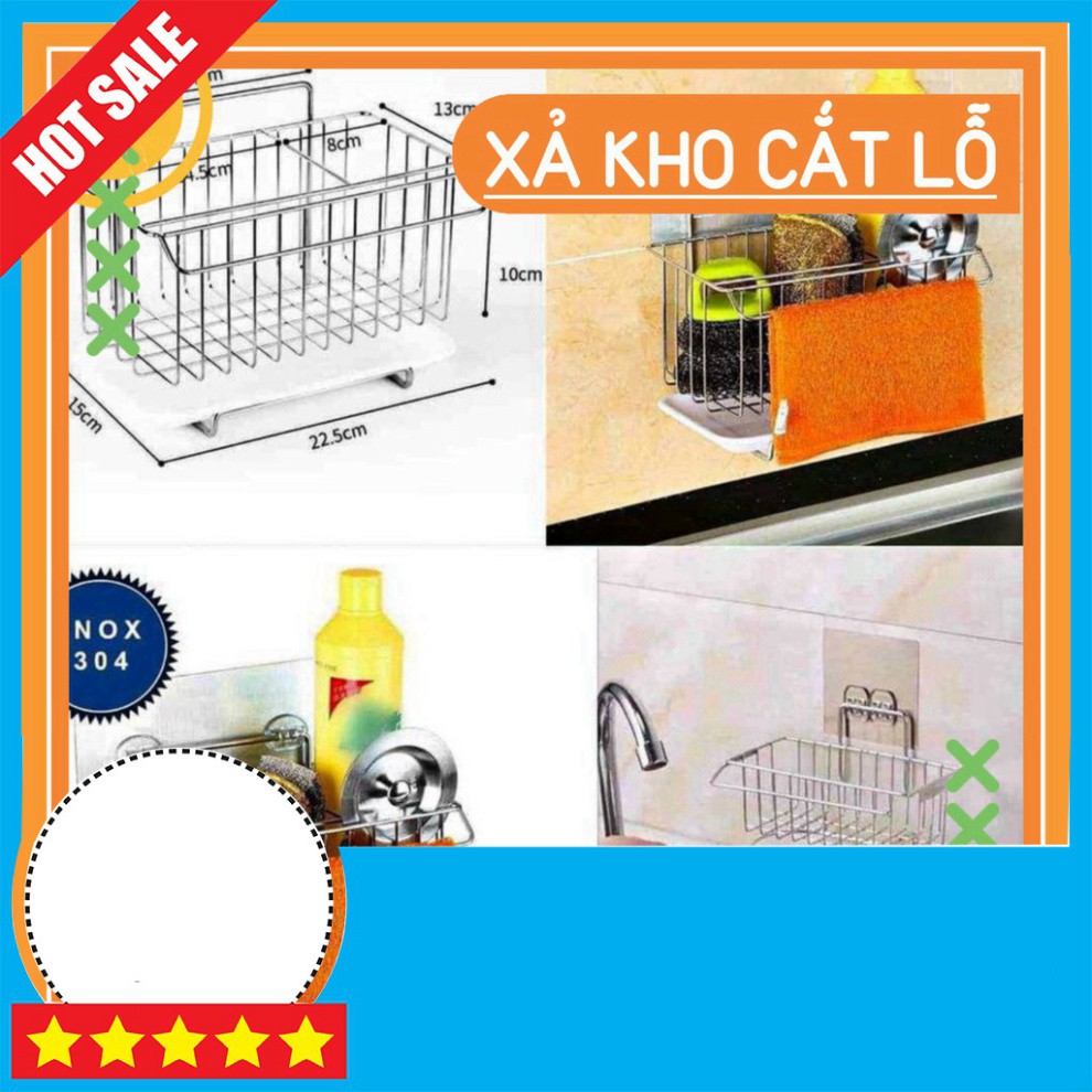 Kệ rổ Inox đựng dụng cụ rửa chén gắn thánh bồn chậu rửa chén không rỉ sét HÀNG ĐẸP