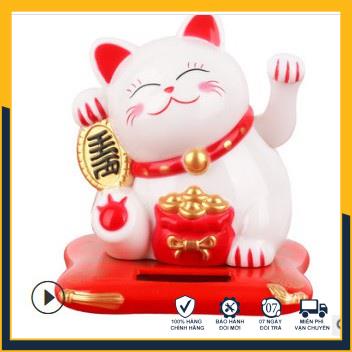 Mèo thần tài dùng năng lượng mặt trời, Mèo may mắn đẹp - Trang trí xe ô tô, bàn làm việc, quà tặng