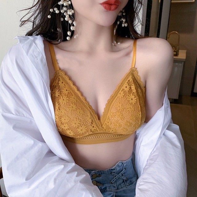Áo lót bra hoa nhí mút mỏng cài sau 7338