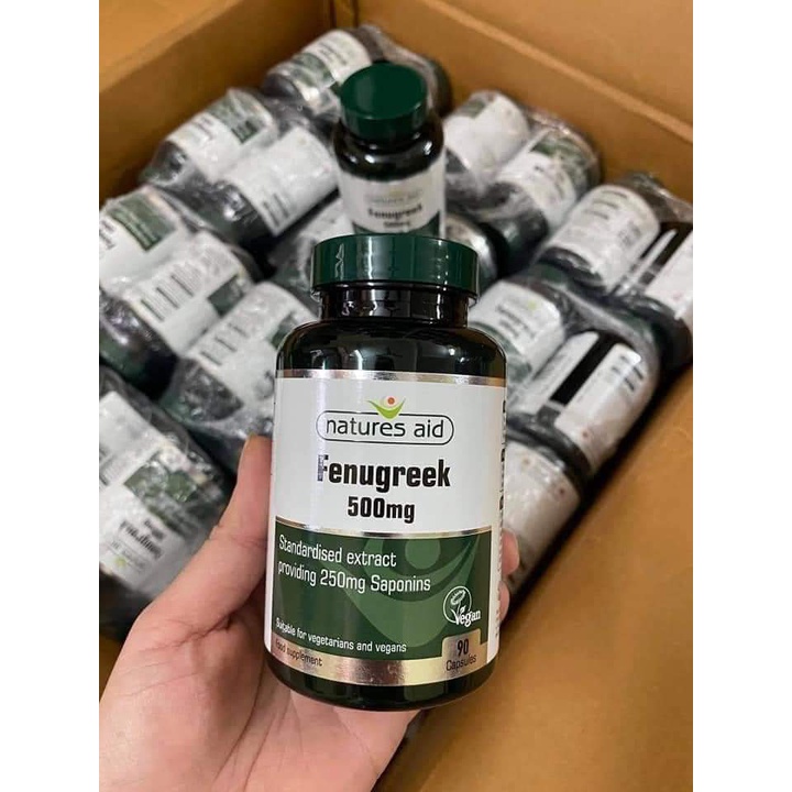 Viên Uống Lợi Sữa Cỏ Cà Ri Fenugreek 500mg [HÀNG CHUẨN] của Anh 90v vitamin lợi sữa cho mẹ sau sinh