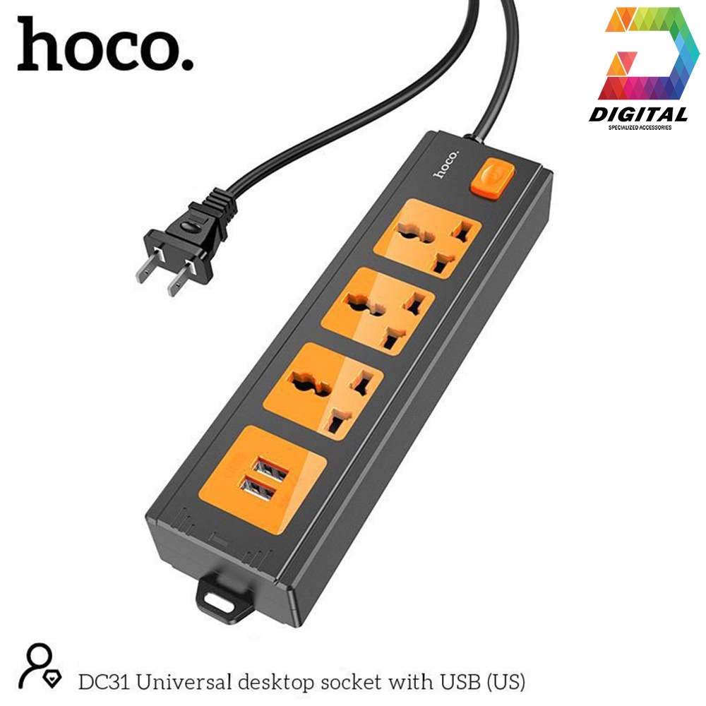 Ổ Cắm Điện Đa Năng Có Cổng USB Hoco DC31 2500W Chính Hãng