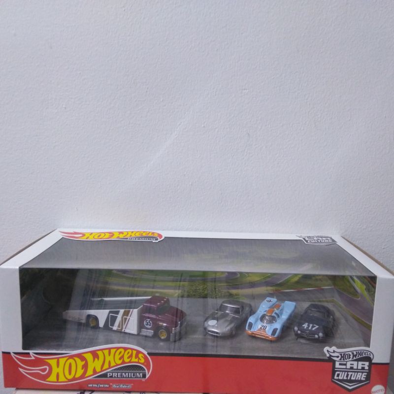 Bộ 4 xe Hotwheels Real Riders Porsche 917 gulf team , jaguar , Mercedes , carry one , hàng siêu hiếm