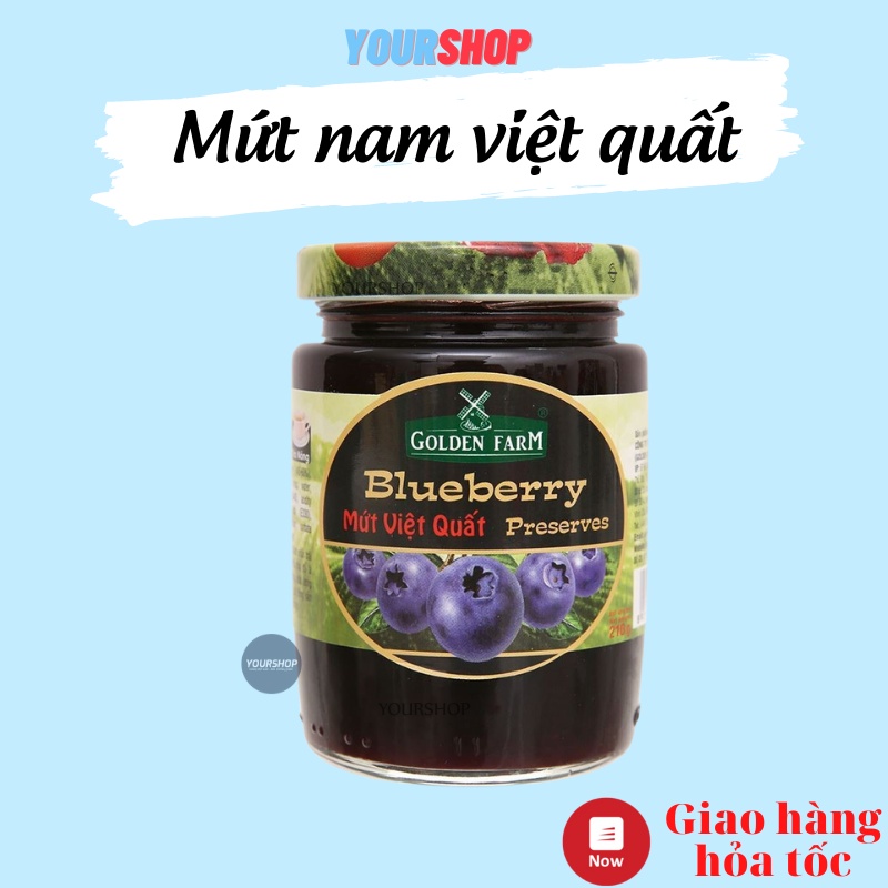 Mứt Việt Quất Blueberry Preserves GOLDEN FARM 210G - ăn kèm kem, sinh tố, bánh mì, sandwich, trà nóng