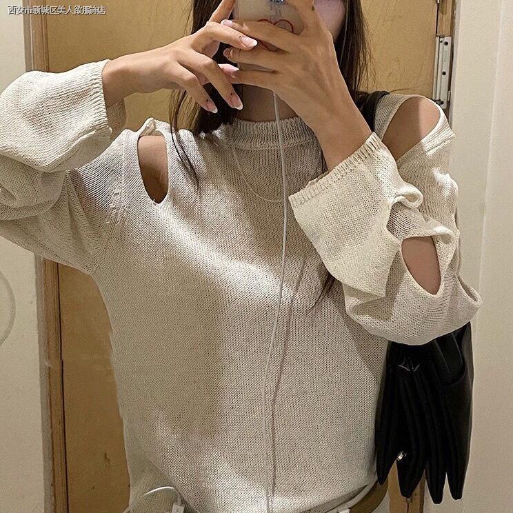 Áo Dệt Kim Chui Đầu Cổ Tròn Dáng Rộng Thiết Kế Rách Thời Trang Mùa Hè Năm 2021 Cho Nữ