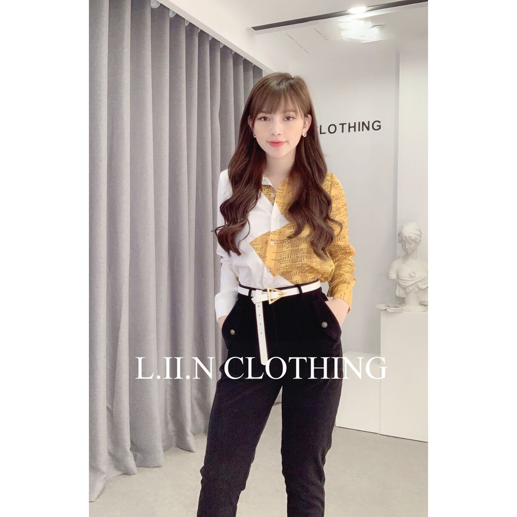 Áo sơ mi nữ ulzzang Linbi dài tay, dáng công sở thanh lịch, hiện đại liin clothing SM2974