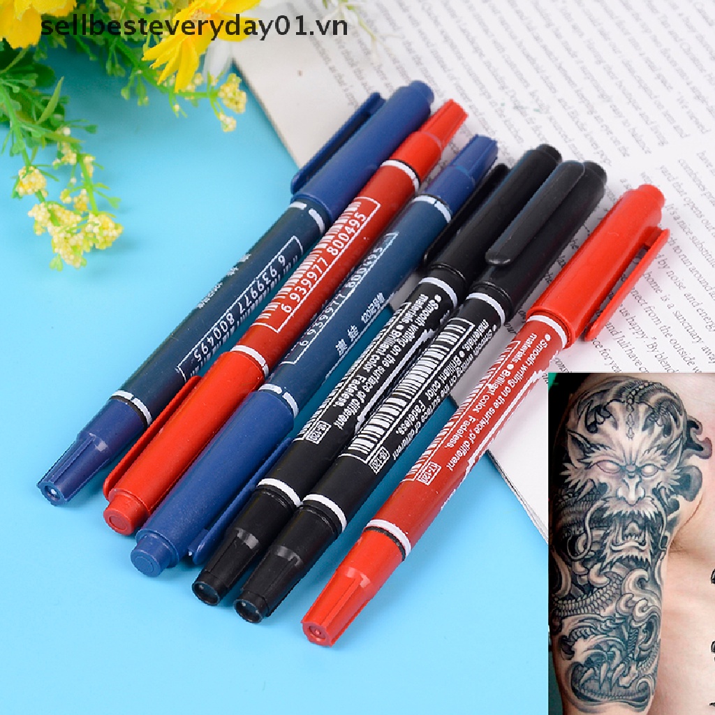 [Hàng mới về] Bút đánh dấu hình xăm 2 đầu 3 màu tùy chọn tiện dụng