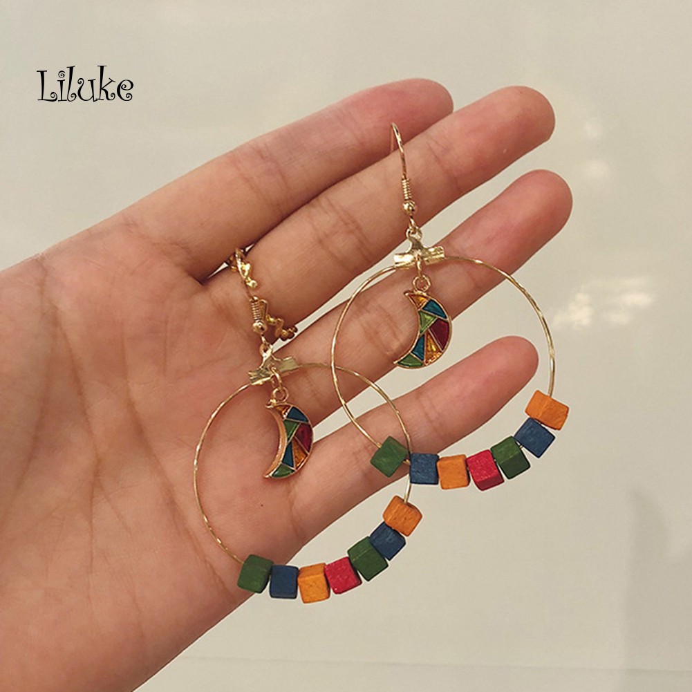 Đôi Khuyên Tai HìNh MặT Trăng Và TròN ĐộC ĐáO ThờI Trang Cho Nữ