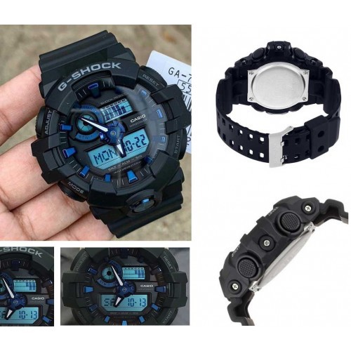 Đồng hồ nam Casio G-SHOCK GA-710-1A2DR Chính hãng - Dây đen mặt xanh - Chống nước 200m