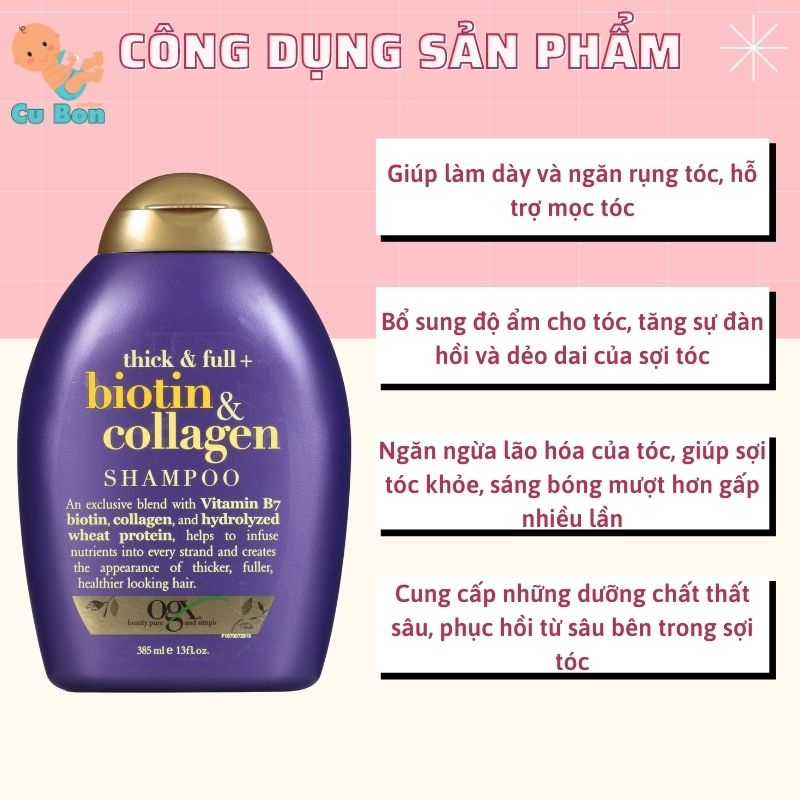 Dầu Gội Đầu đen tóc Biotin 385ml Ngăn Ngừa Rụng Tóc Dưỡng Tóc Chống Khô An Toàn Cho Cả Mẹ Bầu Sau Sinh chuẩn UK rất thơm