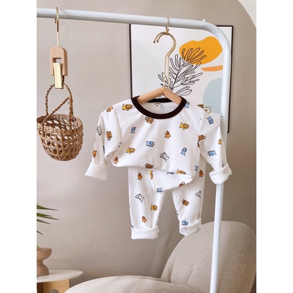 Bộ Đồ Dài Tay Bé Trai, Bé Gái 6-16kg Chất Cotton Xuất Nhật Co Giãn Họa Tiết Nhí Dễ Thuơng - AN.KID