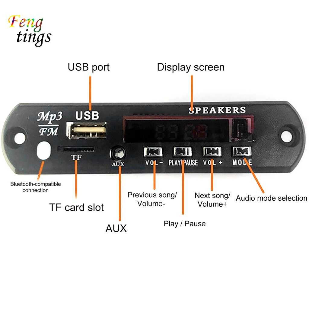 Bảng mạch giải mã âm thanh bluetooth 5.0 kèm điều khiển từ xa cho loa xe hơi