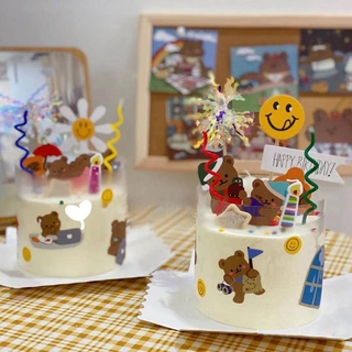 [Thẻ Cắm Trang Trí Bánh Sinh Nhật Phong Cách Hàn Quốc] Một Năm Bánh Sinh Nhật Bánh Kem Chúc Mừng Sinh Nhật Một Năm Cũ Chèn Bánh Chèo Bánh Kem