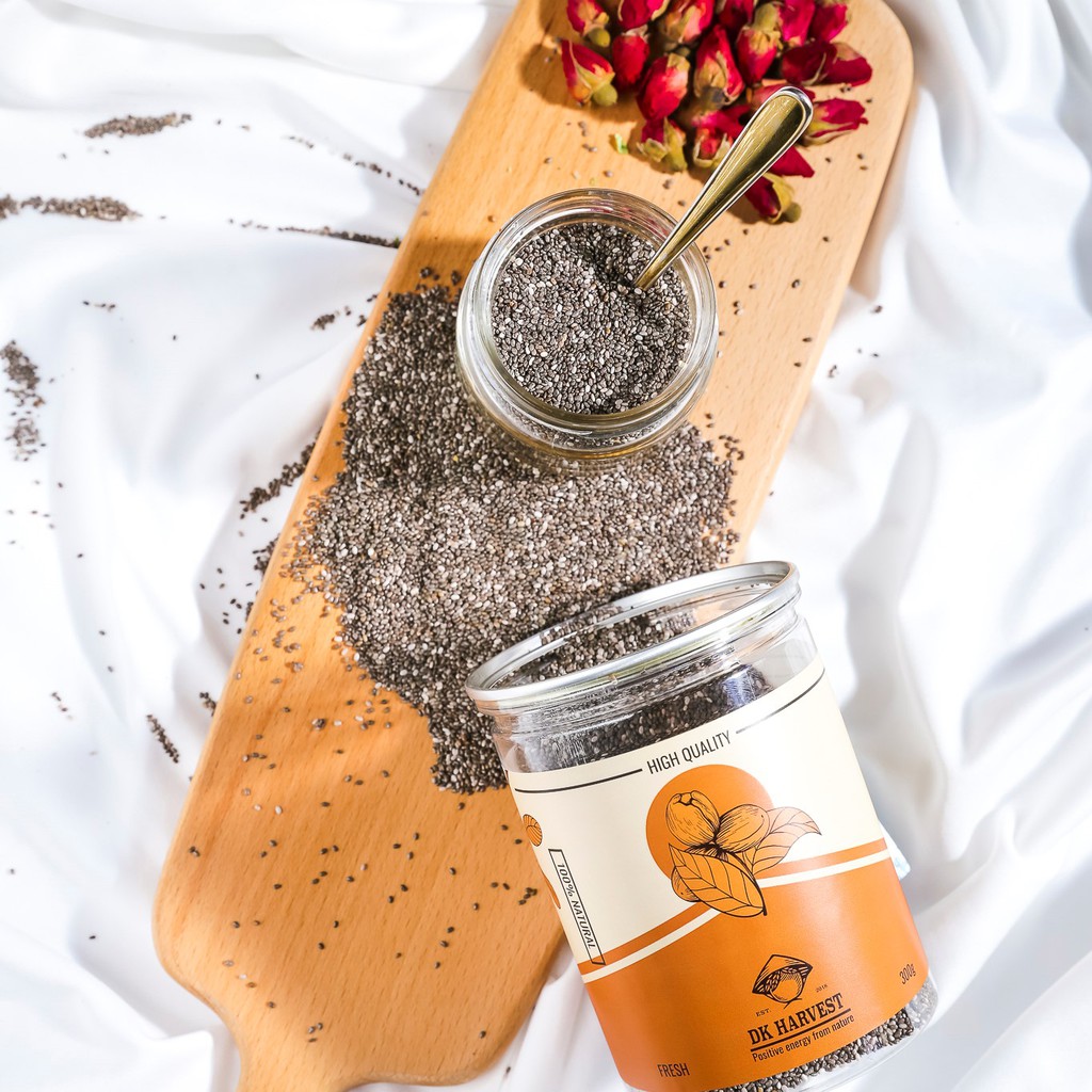 COMBO SIÊU TIẾT KIỆM DK HARVEST – 1 Hũ Hạt Chia Đen 500g & 1 Hũ Yến Mạch Cán Dẹt   450g