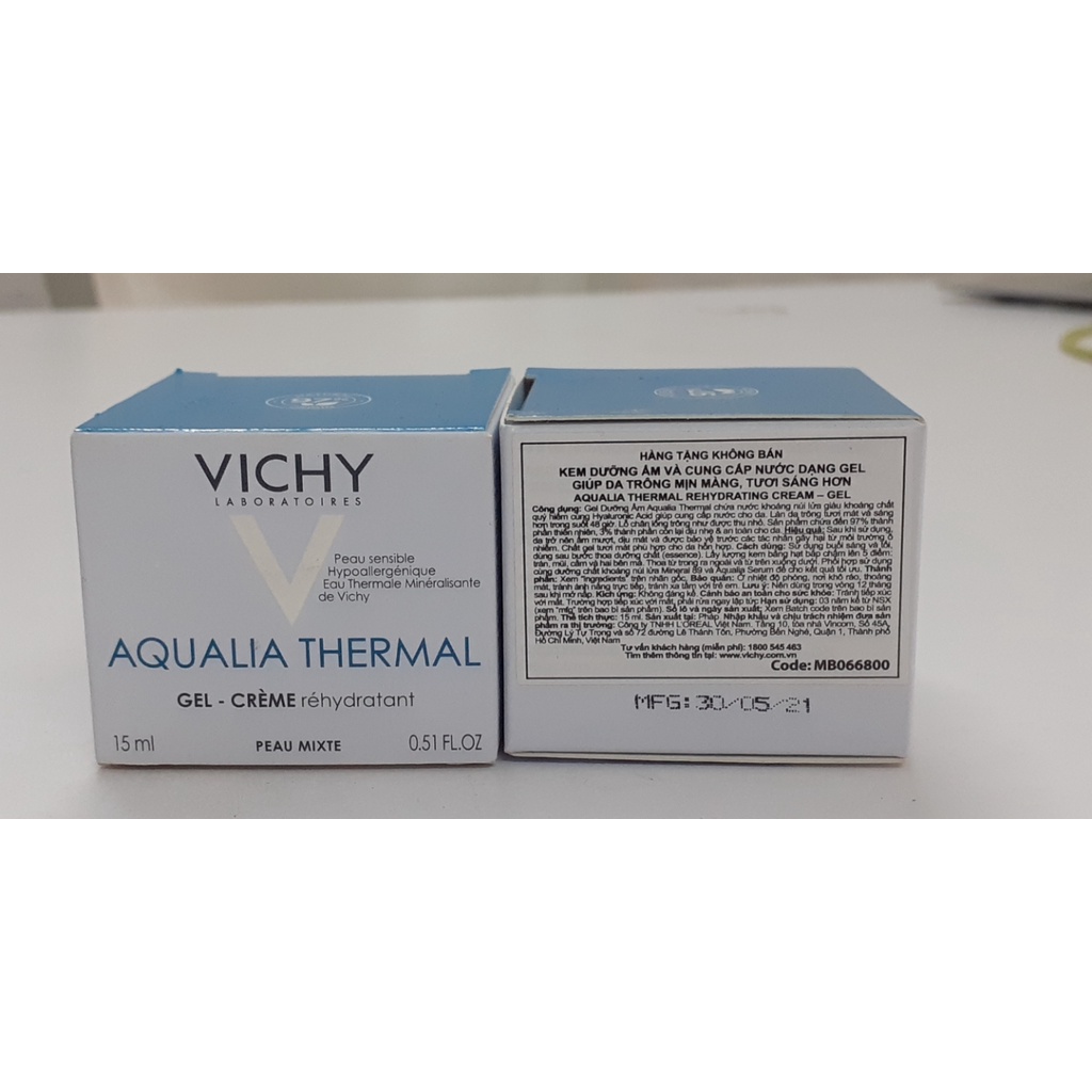 Gel Dưỡng Ẩm Kích Hoạt & Giữ Nước Cho Da Thường & Da Khô Vichy Aqualia Thermal Rehydrating gelCream 15ml