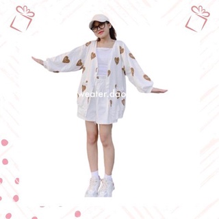 Áo Cardigan Hình Trái Tim Phong Cách SWE Chất Liệu Nỉ Cotton