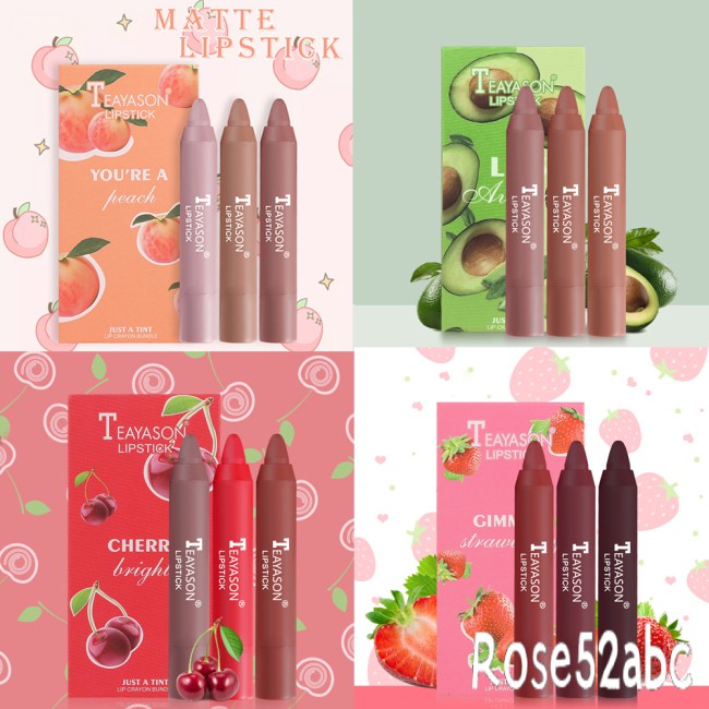 (hàng Mới Về) Set 3 Son Môi Bút Chì Màu Lì Mượt Mà Lâu Trôi Không Thấm Nước | BigBuy360 - bigbuy360.vn