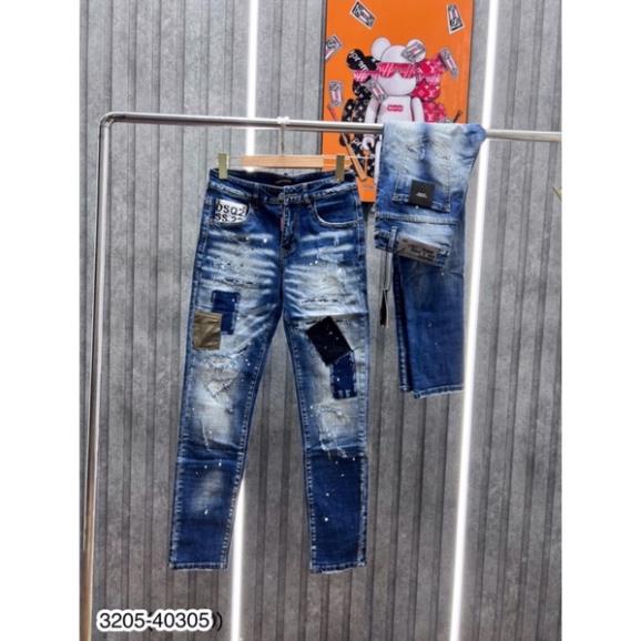 [Sẵn Hàng] Quần Jeans Nam Dsq Vá Cao Cấp - Quần Bò Dsq Nam Rách Vá Cao Cấp