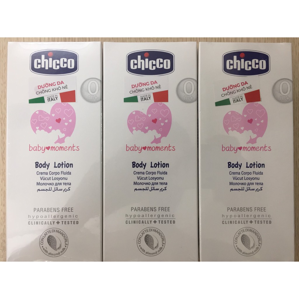 Sữa dưỡng thể Chicco cho bé từ 0 tháng chiết xuất Hạnh Nhân