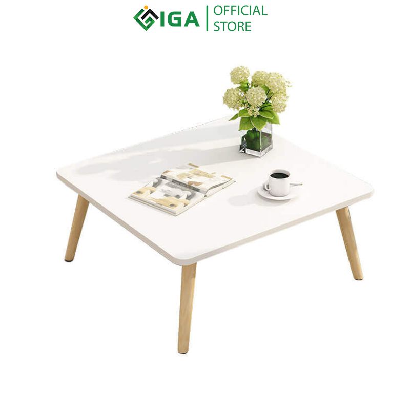 Bàn trà ngồi bệt mặt vuông IGA chân gỗ sồi cao cấp GP75