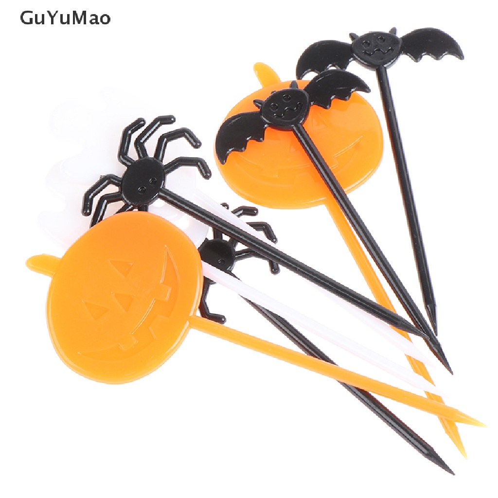 Set 8 Nĩa Ăn Trái Cây Họa Tiết Hoạt Hình Phong Cách Halloween