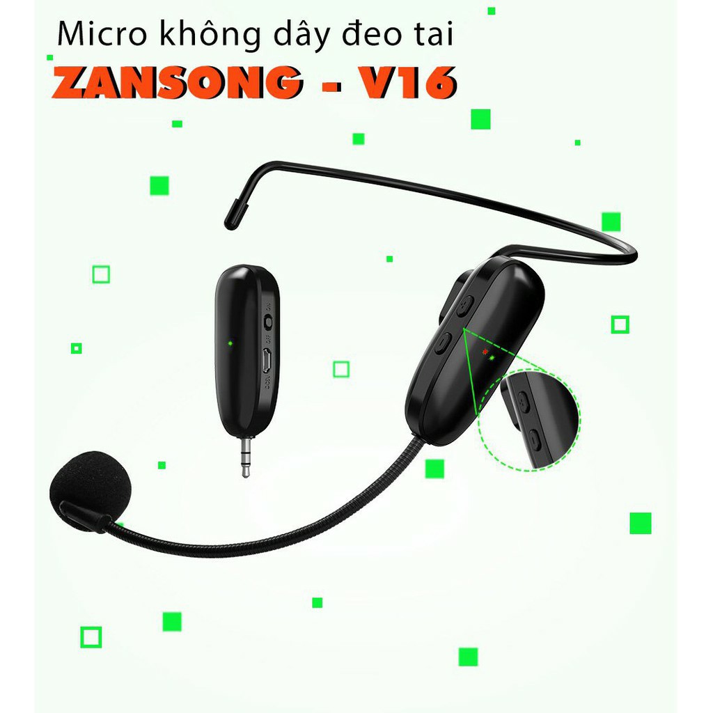 [Mã ELHACE giảm 4% đơn 300K] Micro đeo tai không dây - ZanSong V16 - Shengfu T1