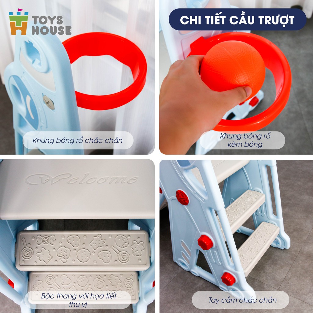 Cầu trượt kèm Khung bóng rổ cho bé Toys House WM21B271, hàng chính hãng cao cấp