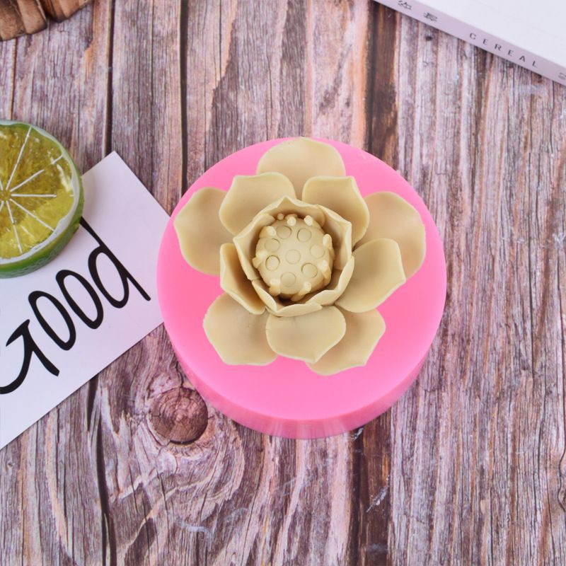 Khuôn rau câu 4D silicon Hoa sen nở 8cm Mã SG1202
