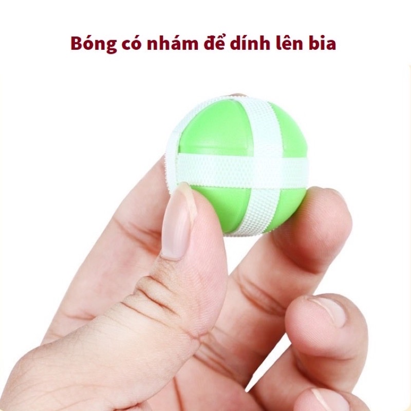 Đồ chơi súng bắn bóng và bảng phi tiêu bóng dính cho bé, bảng ném bóng treo tường hình thú dễ thương tặng 3 bóng