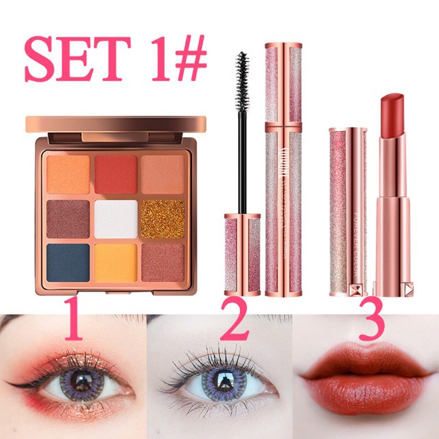 Set 3 món Bảng phấn mắt-Son lì-Mascara BEAUTY XIXI nội địa Trung | BigBuy360 - bigbuy360.vn