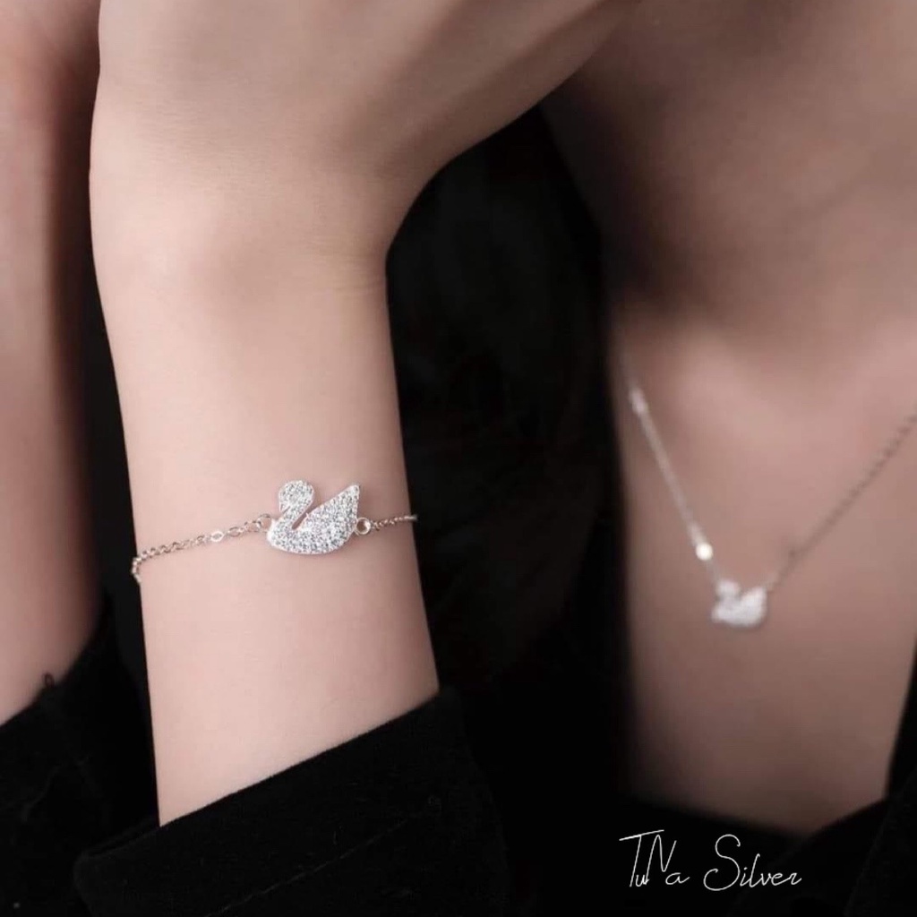 Lắc tay Bạc nữ cao cấp- Vòng tay bạc gắn đá- CAM KẾT CHUẨN BẠC- TUNASHOP