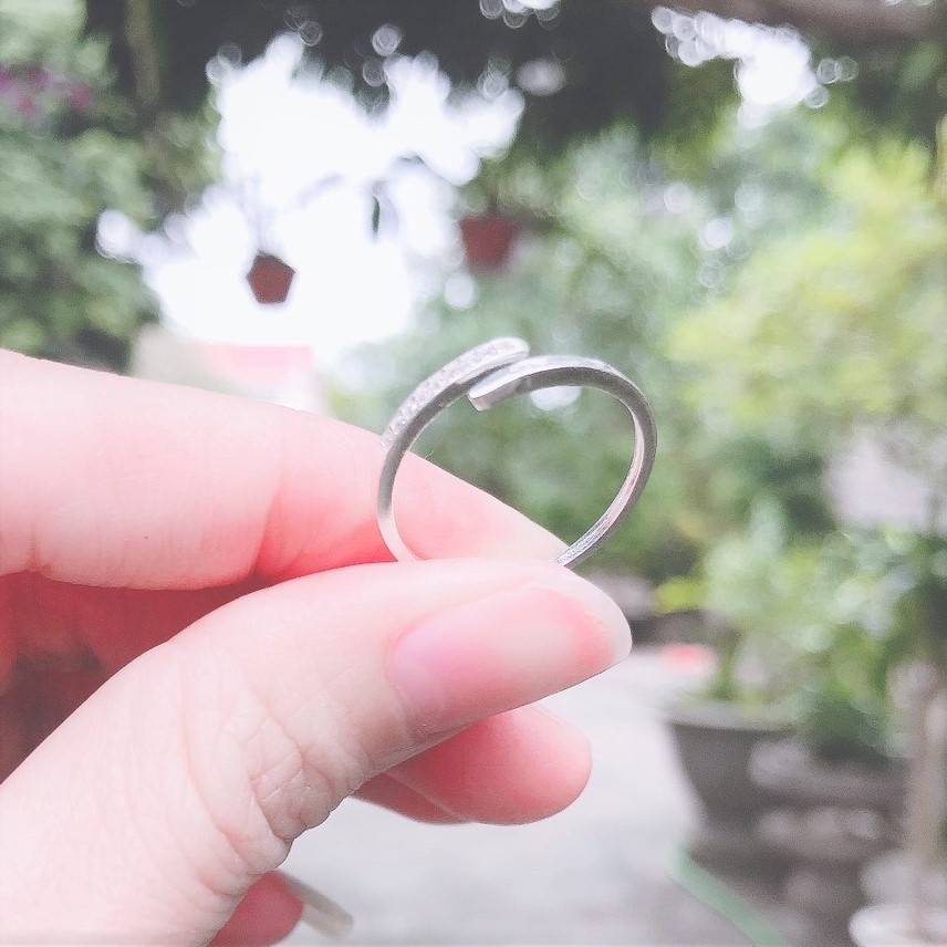 Nhẫn bạc nữ dạng hở đính đá 1 bên NH001 -Chất liệu bạc ta trang sức Bạc Evasilver